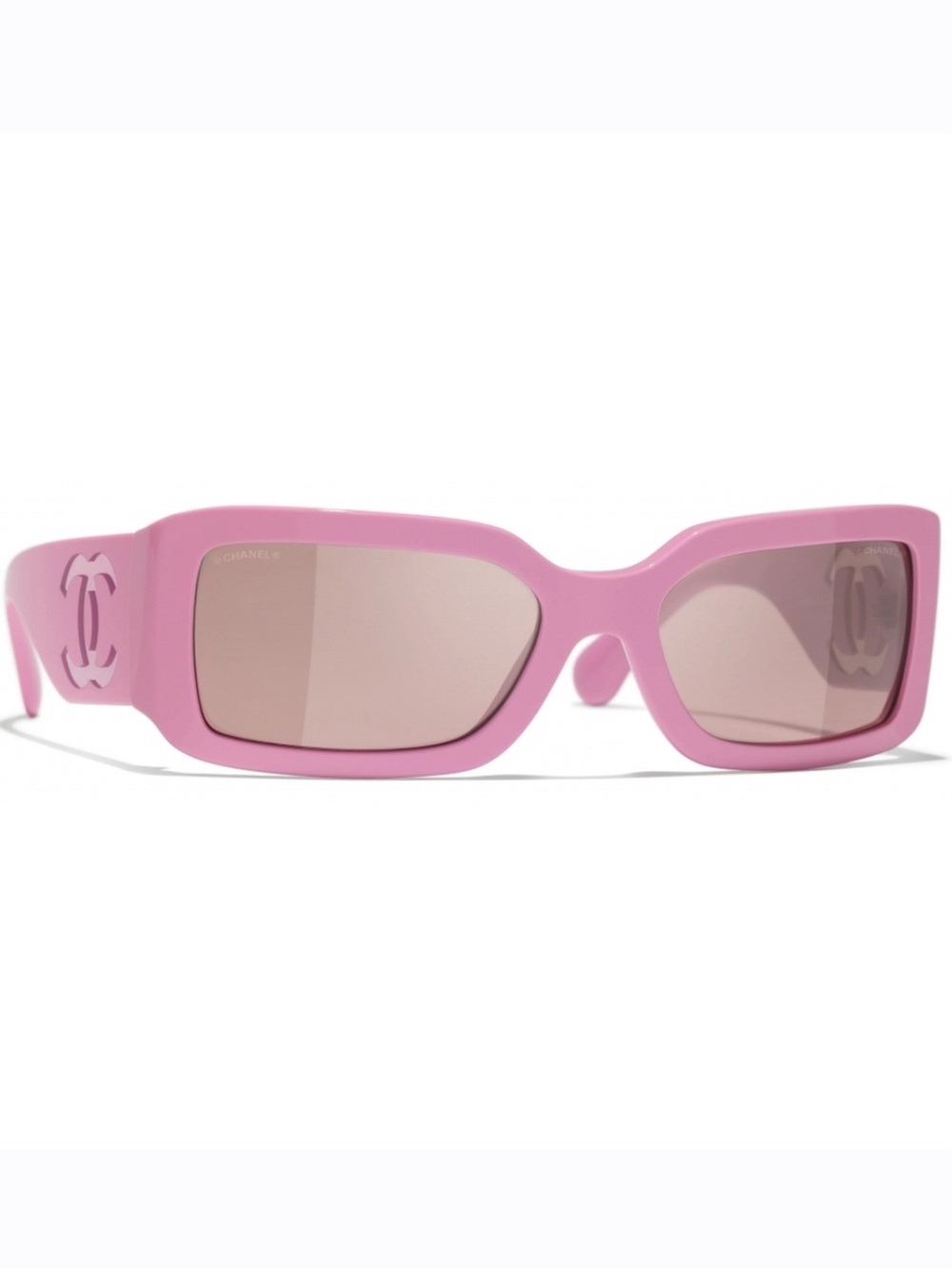 Chanel Pink Rectangular Logo Sunglasses Acetate & Nylon Pink